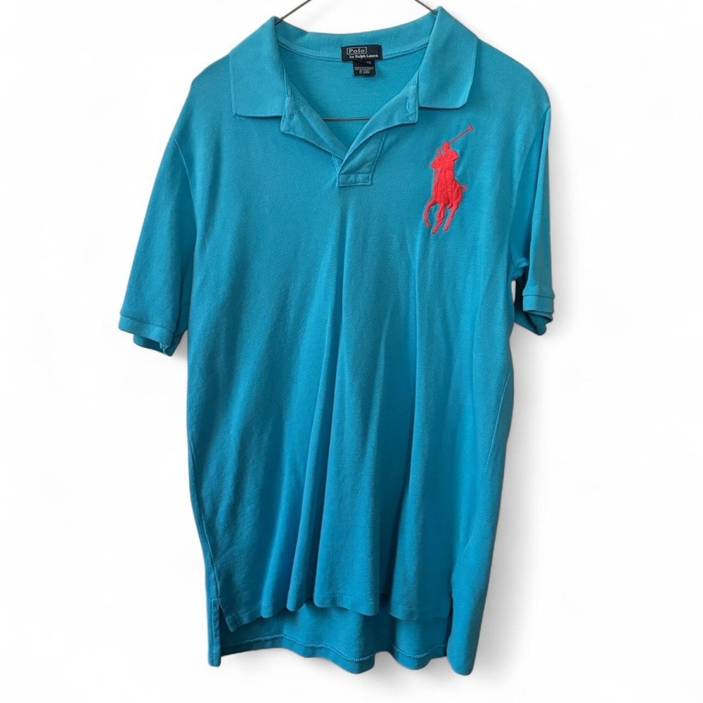 Ralph Lauren Blue Polo Shirt with Red Logo
